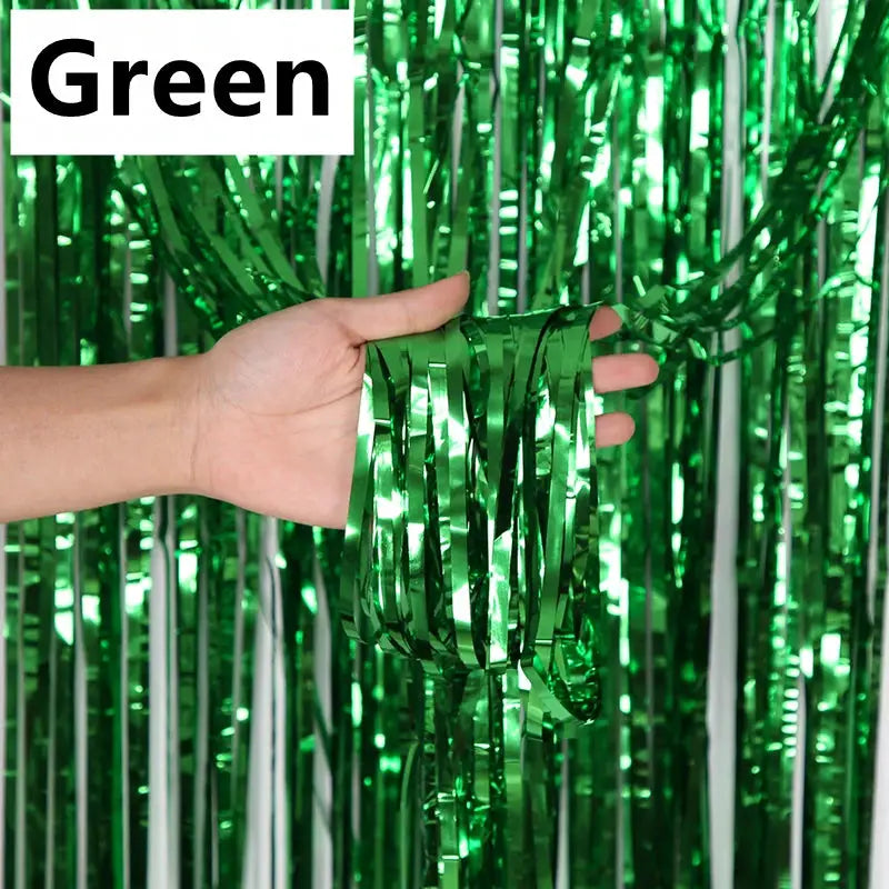 New 4 2 1 Pack Party Backdrop Metallic Foil Fringe Tinsel Curtain For Birthday Wedding Baby Shower
