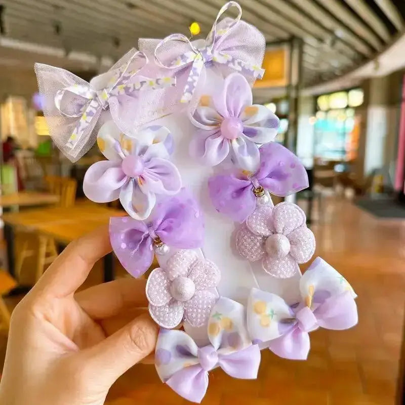 Floral Bow Baby Hairclip Set - Simples Market