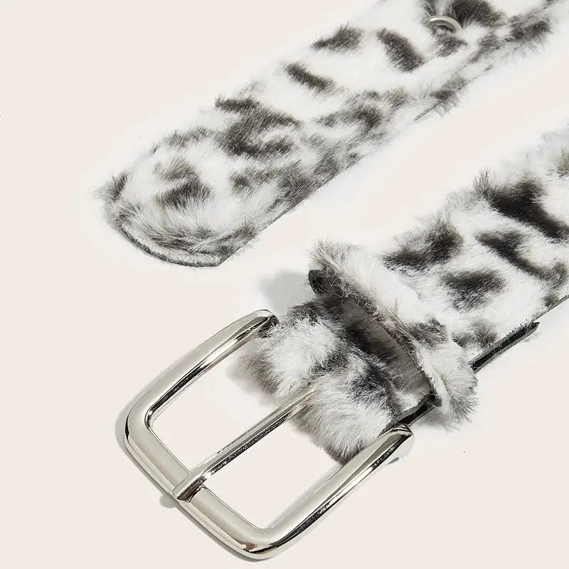 Pink Plush Womens Belt Y2K Fashion Accessory With Soft PU Material And Cartoon Stripe Pattern Buckle