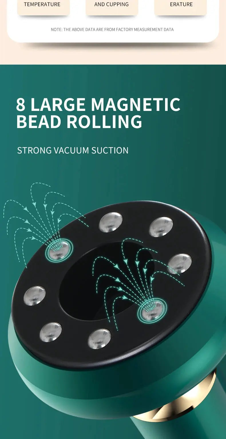 Teal electric massager with 8 large magnetic bead rollers and strong vacuum suction by Simples Market