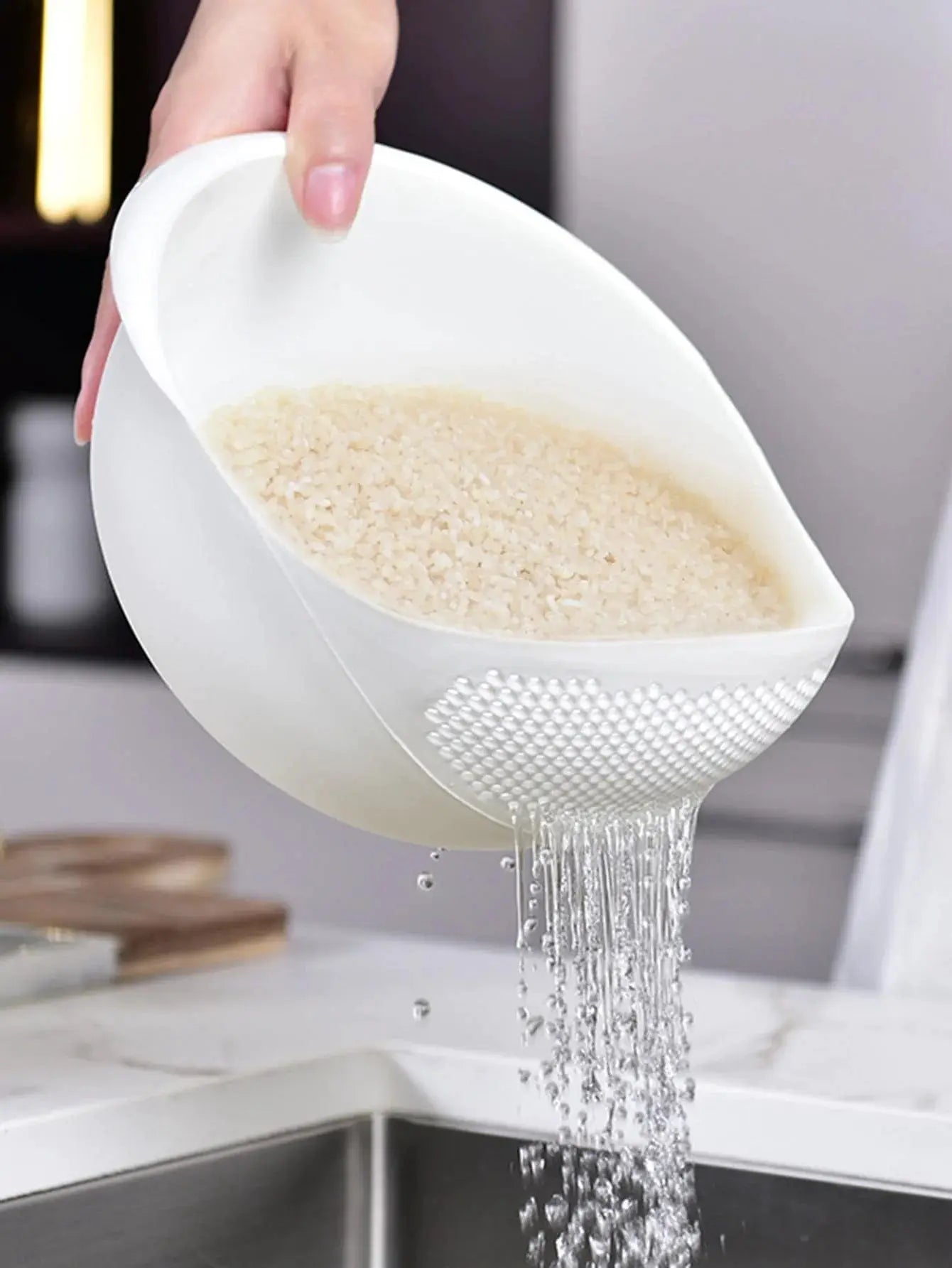 Three In One Colander Rice Bowl Drain Basket With Handle For Fruit Vegetables Washing Kitchen Organizer