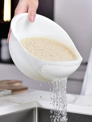 Three In One Colander Rice Bowl Drain Basket With Handle For Fruit Vegetables Washing Kitchen Organizer