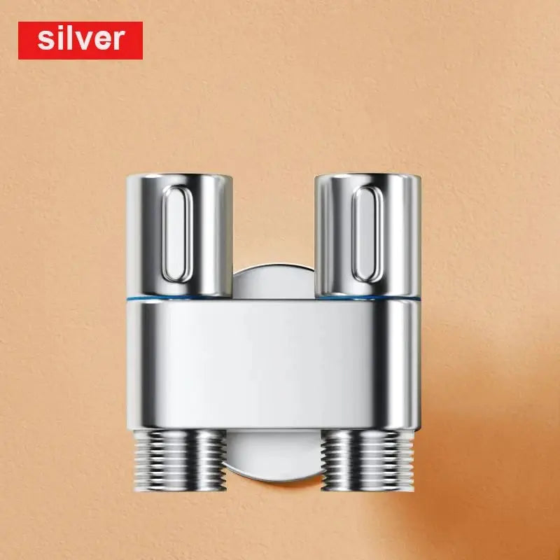 Zinc alloy angle valve wall-mount bidet sprayer set with one inlet and two outlets, chrome finish