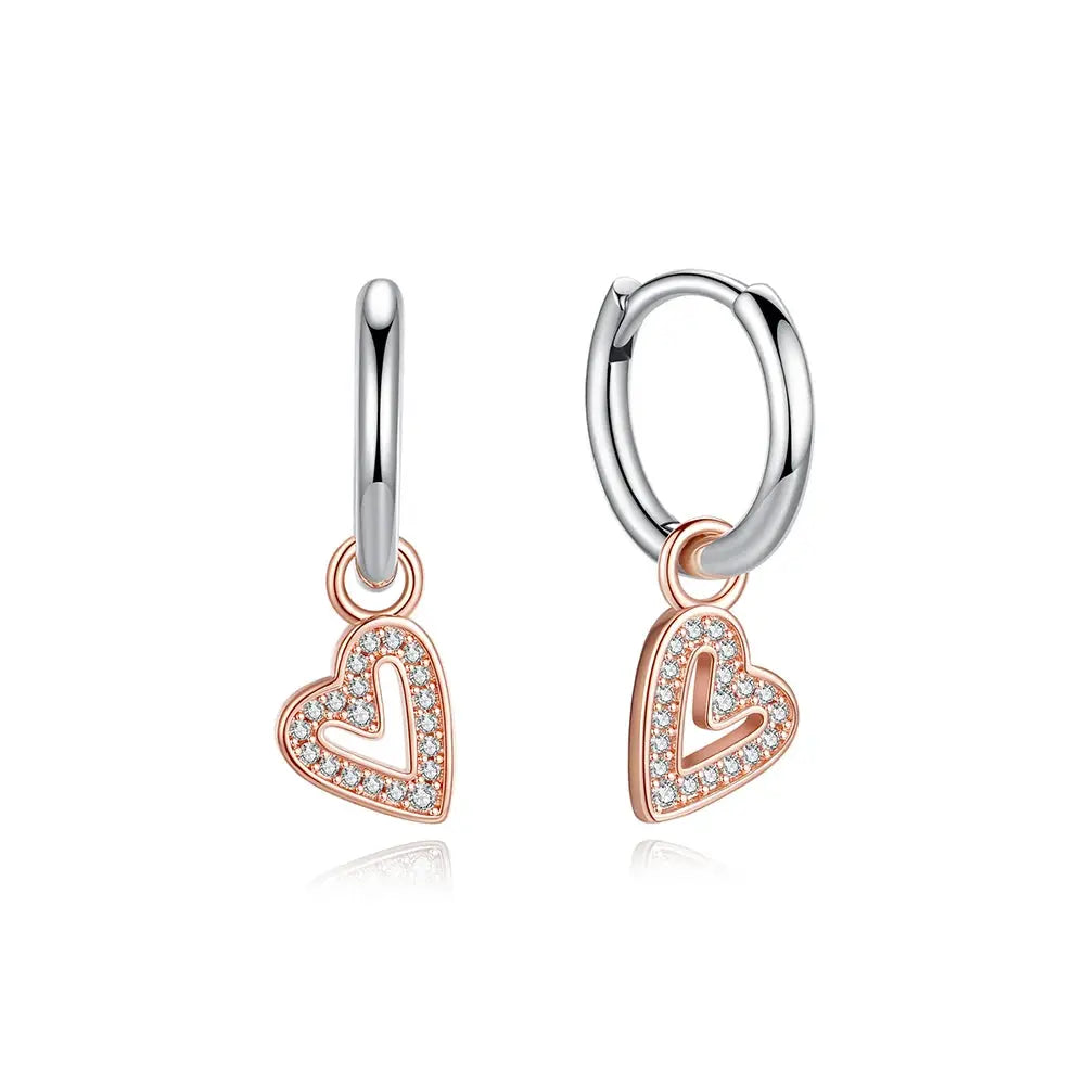 925 Sterling Silver Stud Hoop Earrings For Women Crystal Zircon Rose Gold Crown Heart Infinity Bee Design Jewelry