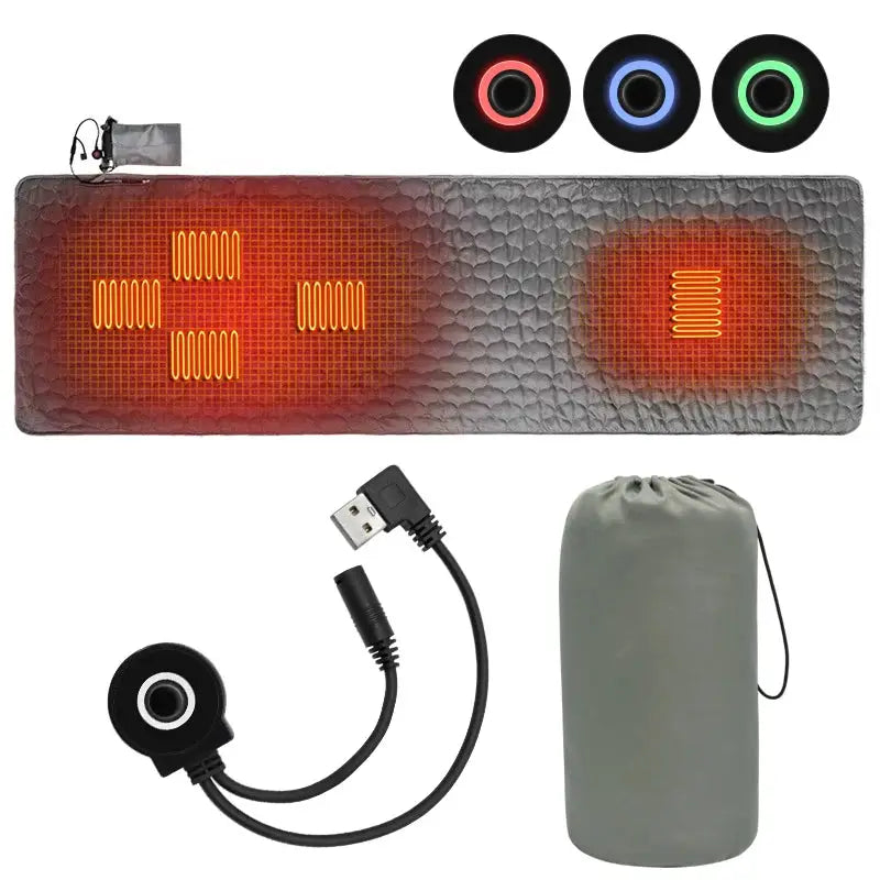 USB Heating Sleeping Mat For Outdoor Camping Hiking Travel With Temperature Control And Multiple Heat Settings