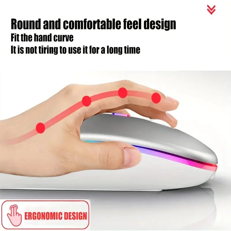 NovaPulse Wireless Gaming Mouse With 2.4GHz Bluetooth Rechargeable Quiet Ergonomic Backlit 1600 DPI For PC And Laptop
