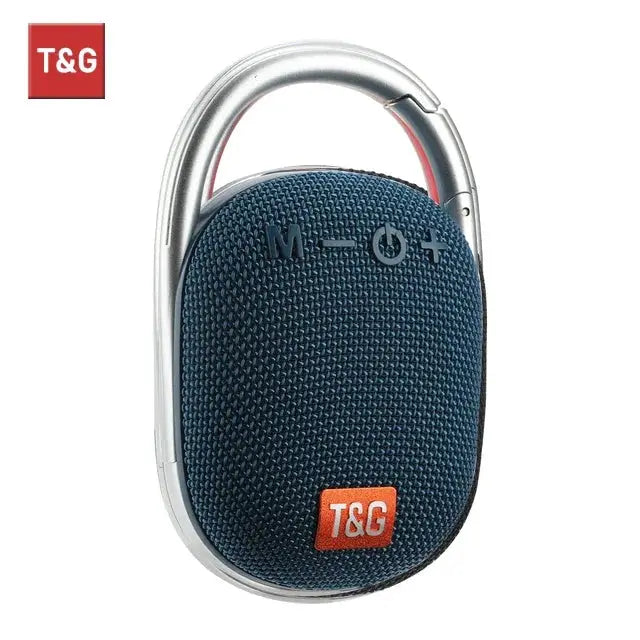 TG321 outdoor portable waterproof Bluetooth speaker, blue fabric with T&G logo and metal handle
