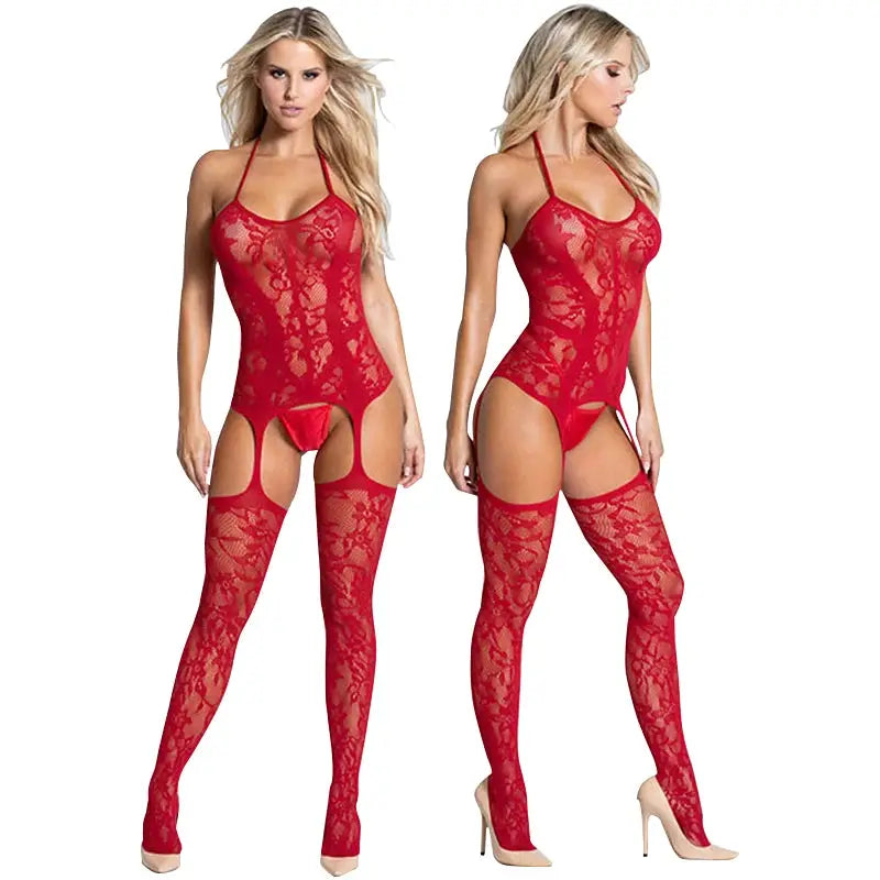 LaceNova Leopard Print Mesh Bodystocking See Through Crotchless Backless Full Sleeve Lingerie Bold Silhouette
