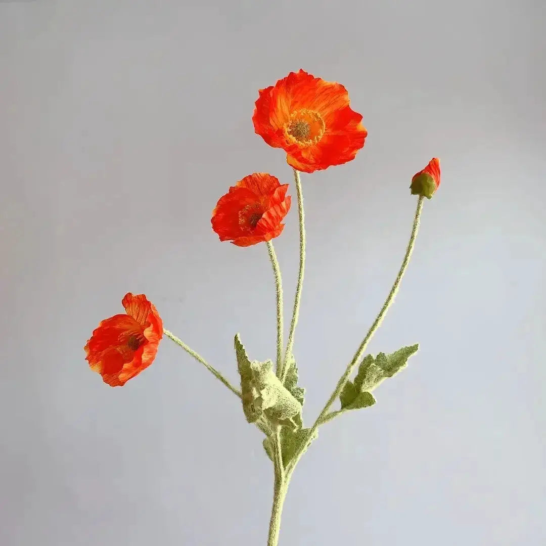 Artificial Silk Poppy Flowers Long Stem for Wedding Centerpieces and Bridal Bouquet Alternative Home Decor