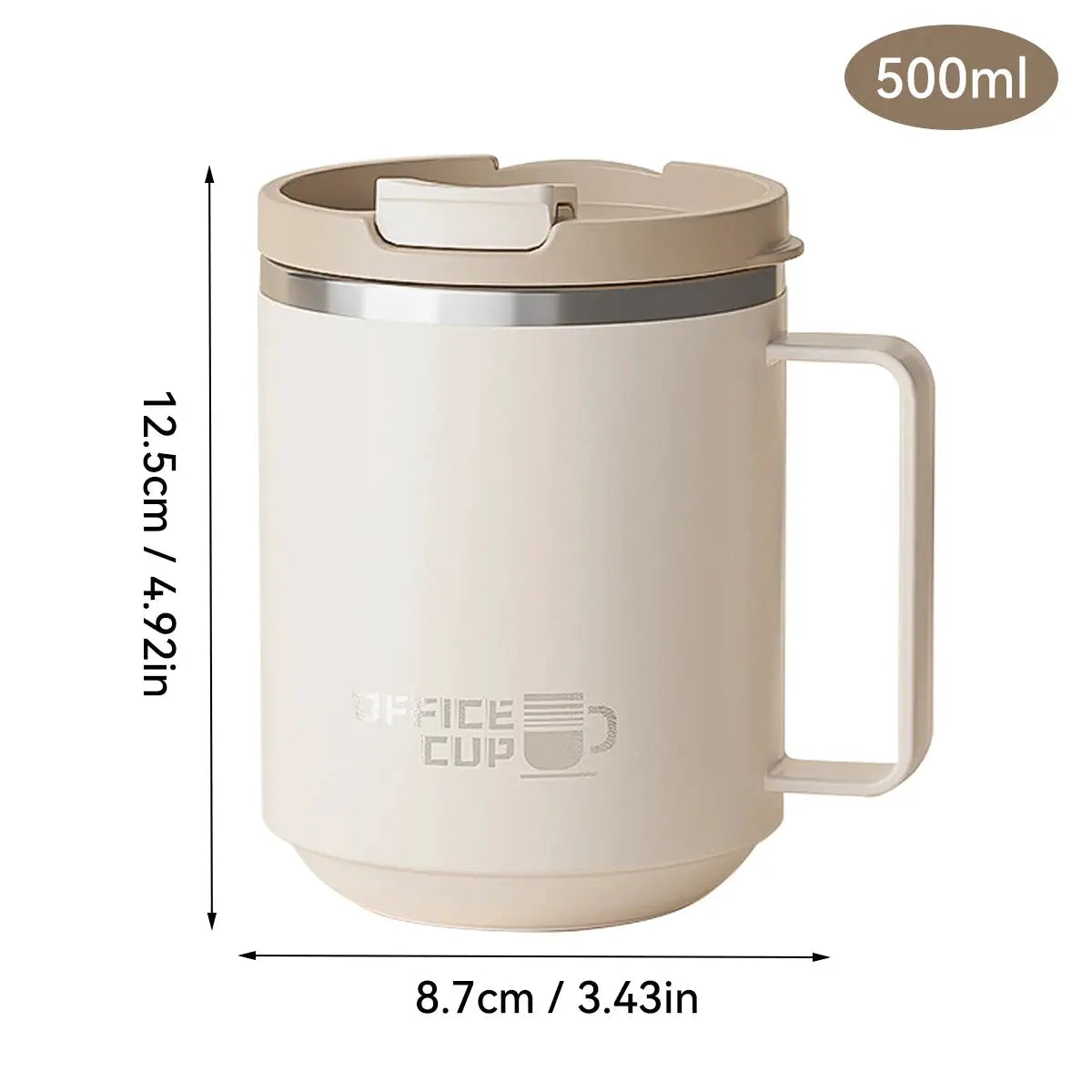 Double Wall Insulated 304 Stainless Steel Coffee Mug With Handle Leak Proof 500ml 16oz Drinkware For Adults And Students