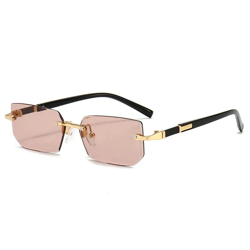 NovaVista Rimless Rectangle Sunglasses Unisex Lightweight Small Square Shades With Mirror Lenses For Summer Travel