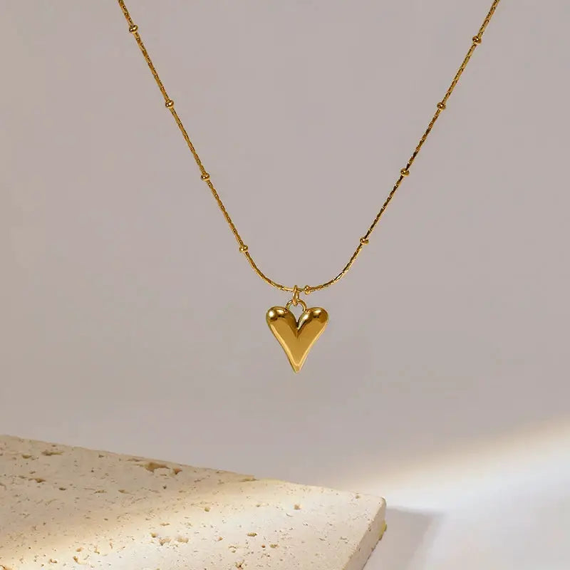 EILIECK 316L Stainless Steel Heart Pendant Necklace For Women Waterproof Choker Jewelry Gifts Girls