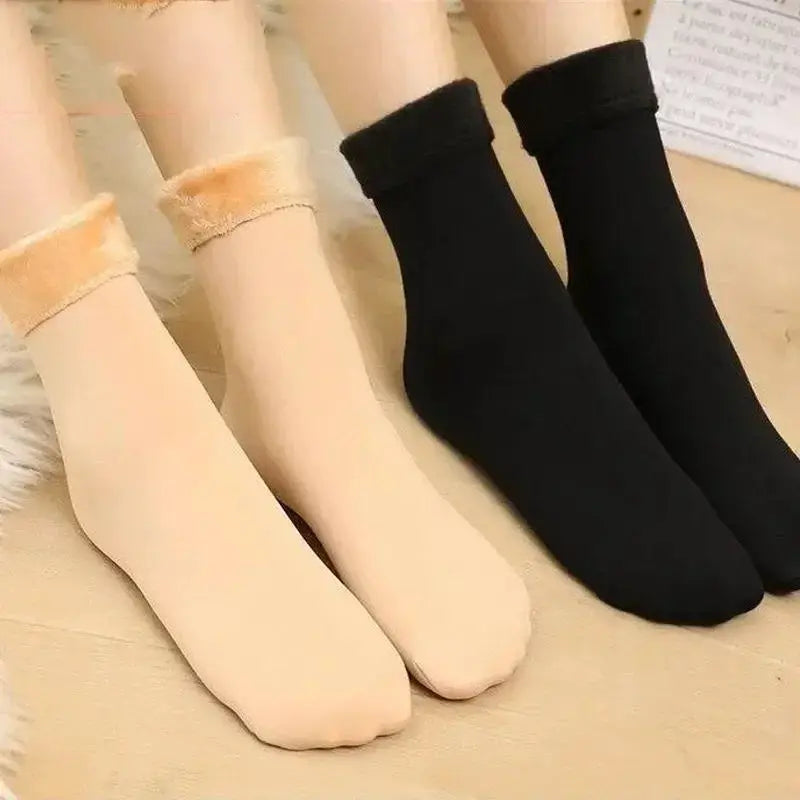 CozyNest Women Winter Thickened Short Socks Velvet Nylon Thermal Breathable Indoor Outdoor Cozy Warmth All Day Comfort