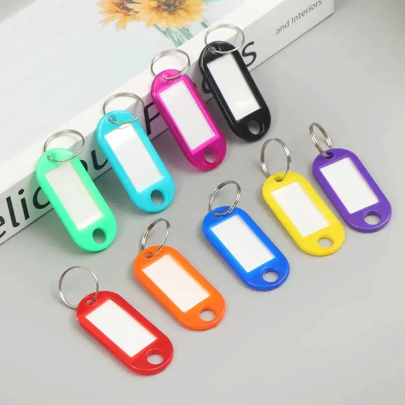 50 Pcs Colorful Plastic Tags With Split Ring For Hotel Numbers, Luggage, Keys And ID Labels