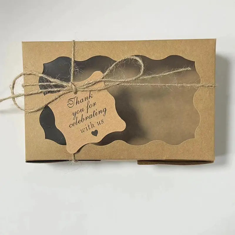 Kraft Paper Cake And Candy Boxes With Open Window Rectangle Gift Boxes For Wedding Jewelry Chocolates Packaging