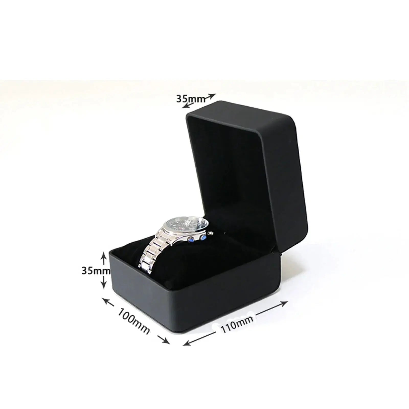 LuxGuard Black PU Leather Clamshell Watch Gift Box With Pillow For Men Display Case