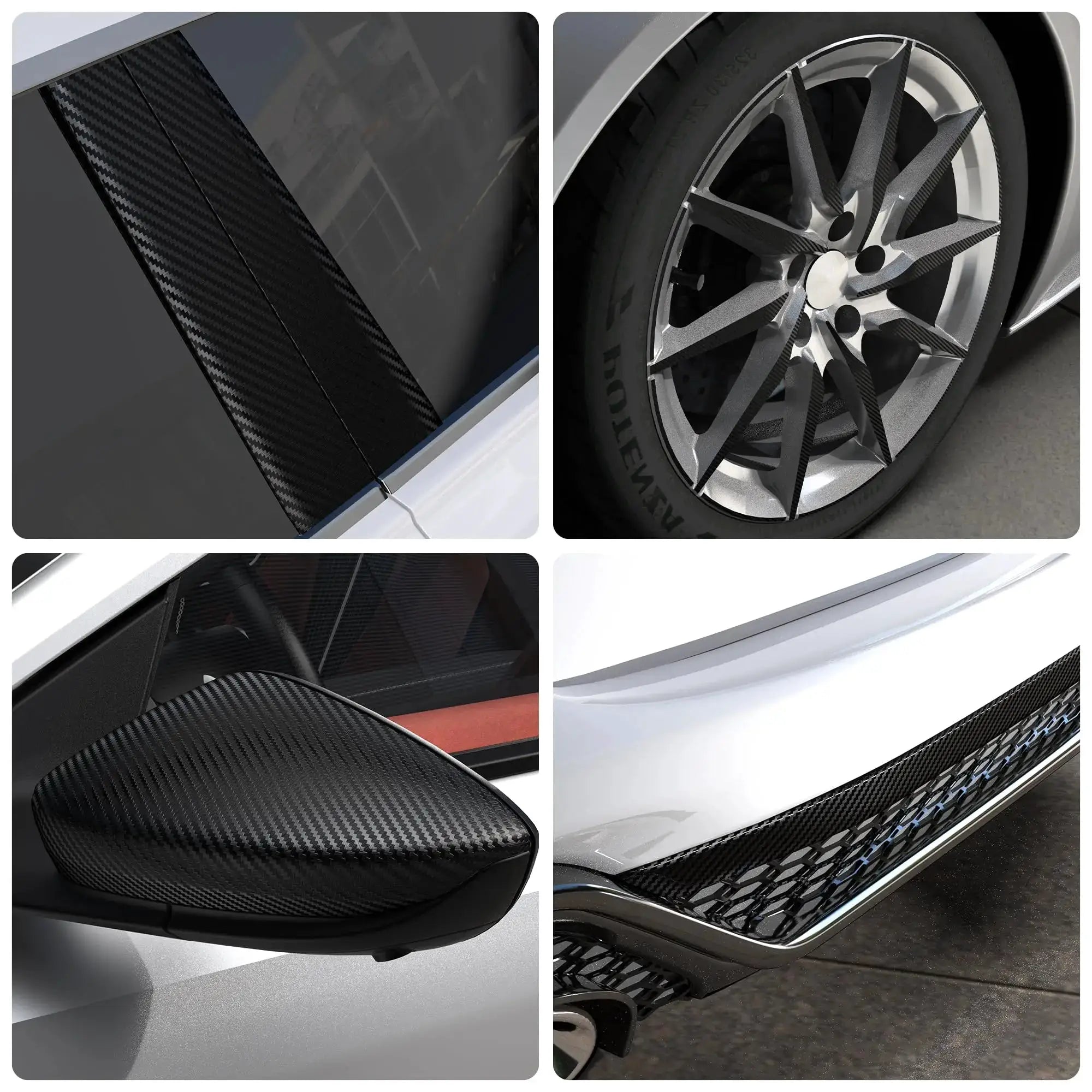 Carbon fiber automotive adhesive tape roll by Simples Market; matte black self-adhesive 3D vinyl car film for wraps