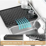 Kitchen Silicone Drain Mat With Built In Drainage Design Easy To Clean Suitable For Countertops Sinks And Refrigerators