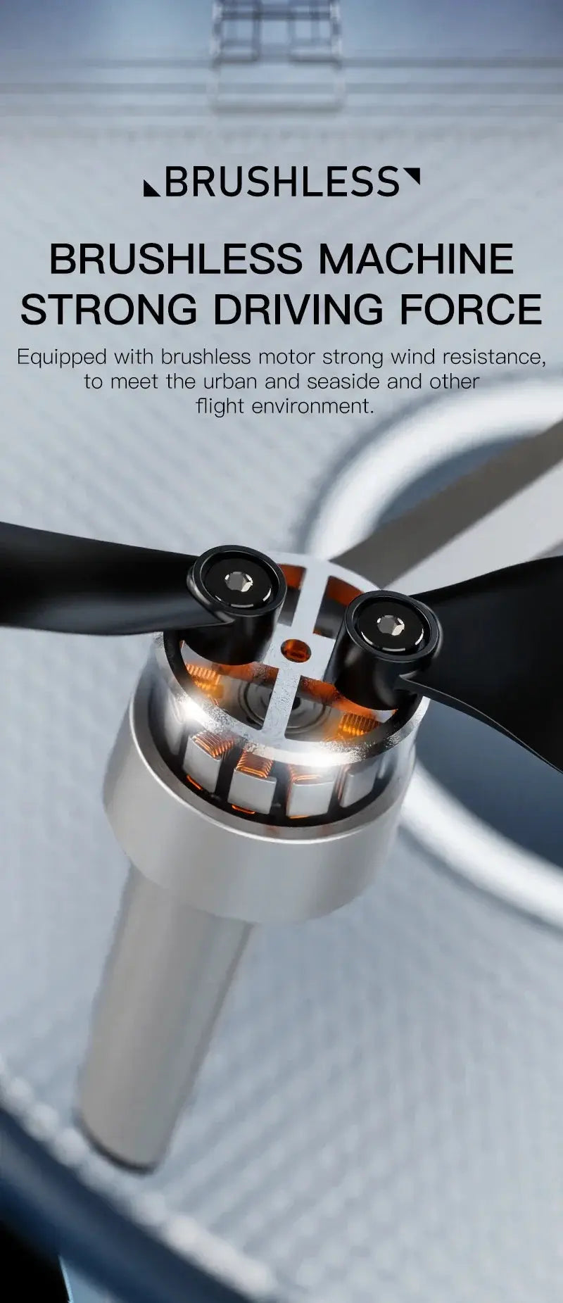 Lenovo SG901 MAX GPS Drone silver brushless motor close-up with black propellers