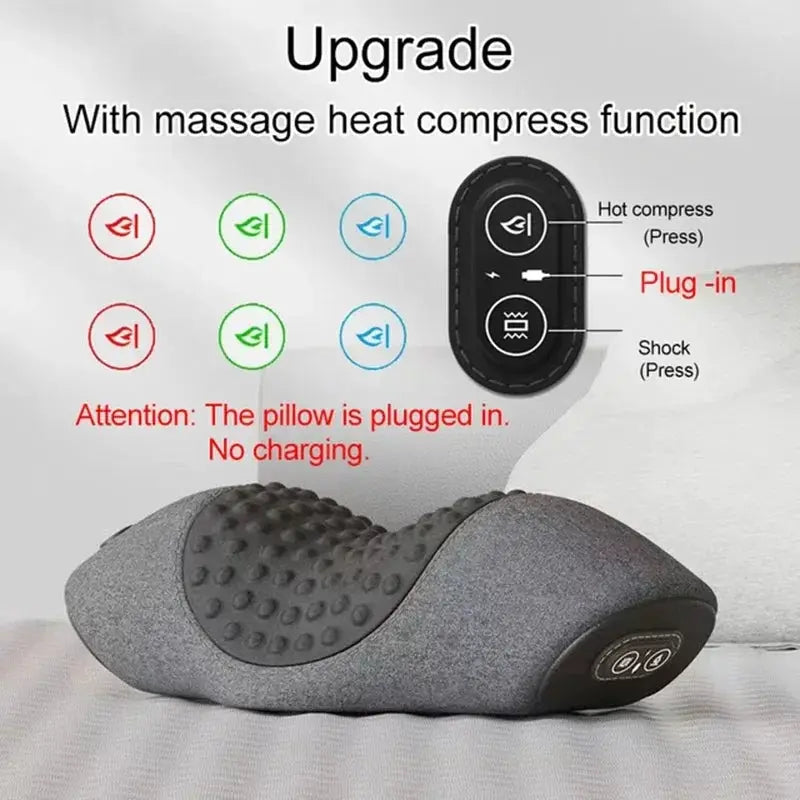 Electric neck massager pillow, gray with heat function