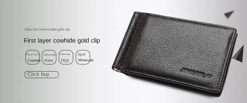 Simples Market men's wallet, black genuine leather, slim bi-fold