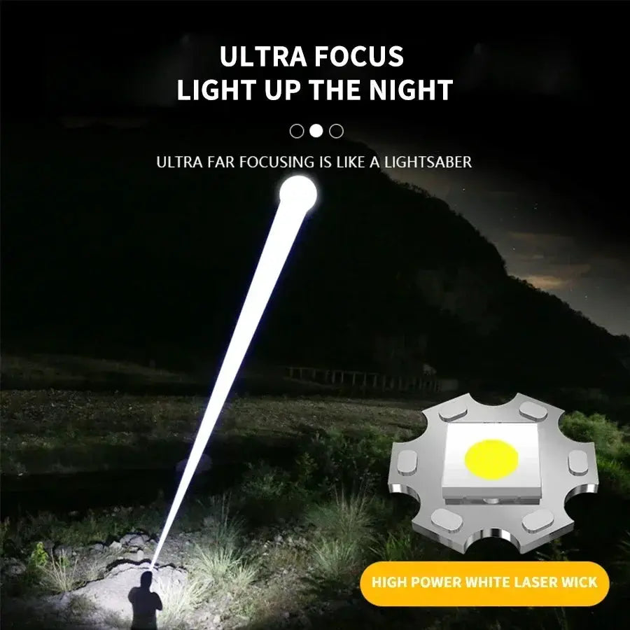 100000LM Super Bright Flashlight LED torch with long-range beam, rechargeable outdoor lantern by Simples Market