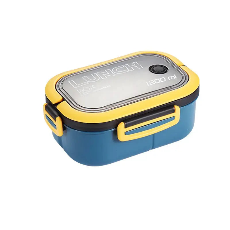 Double Layer Lunch Box Portable Meal Prep Container With Compartments Microwave Safe Leak Resistant Fork And Spoon