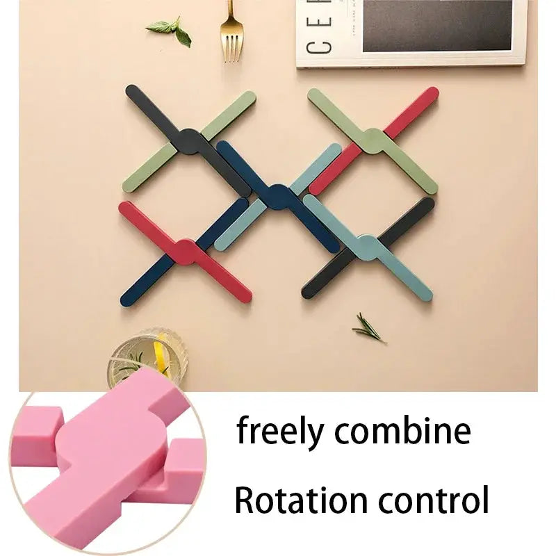 X Shaped Silicone Heat Resistant Pad Foldable Non Slip Pot Mat Coaster