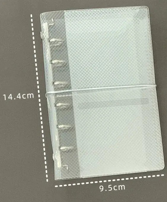 Simples Market M5 A7 A6 diagonal PP three-fold notebook cover, transparent mini binder for loose leaf, 14.4x9.5 cm