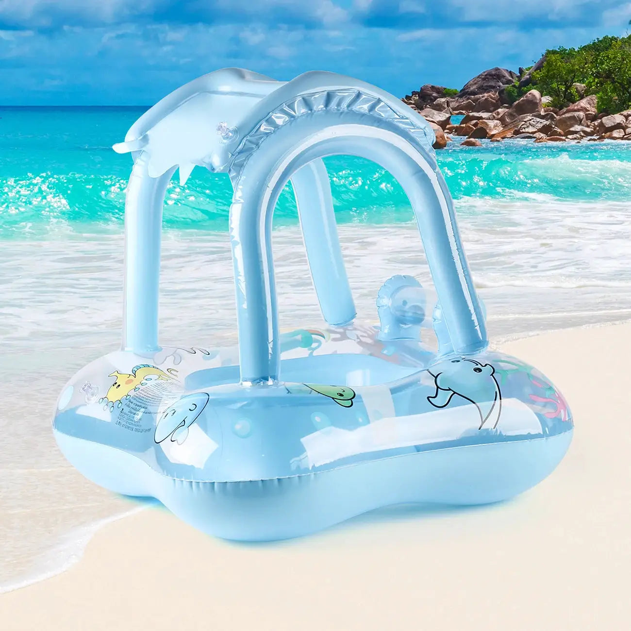 Kids Pool Float With Canopy For Ages 3 To 6 Safe Chemical Free Materials Animal Theme Beach Party Toy