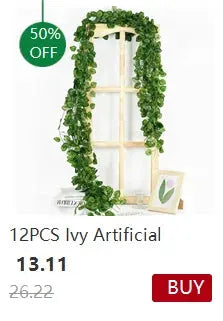 Ivy artificial garland in green, draped around a white wooden window frame for home decor