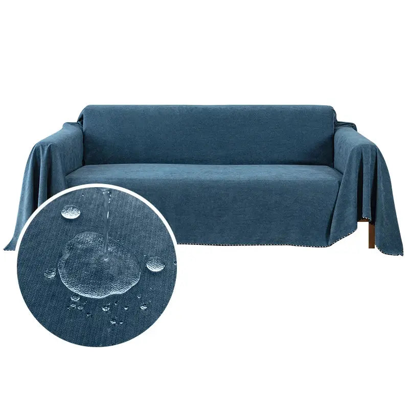 Waterproof blue sofa cover by Simples Market, solid color dustproof protection for living room