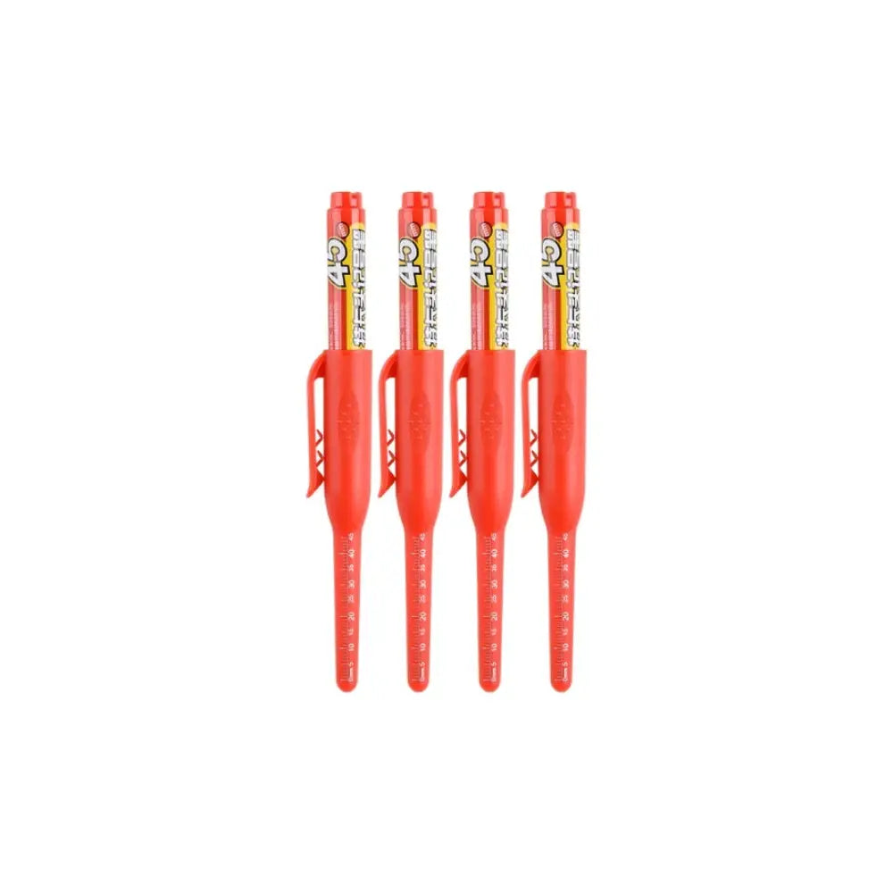 Deep-hole marker pens, 4-pack red, long-nib waterproof carpentry markers by Simples Market.