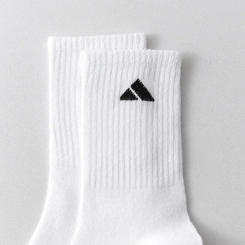 5 Pairs Black And White Patterned Mid Length Unisex Socks For Men And Women Comfortable Sports Socks