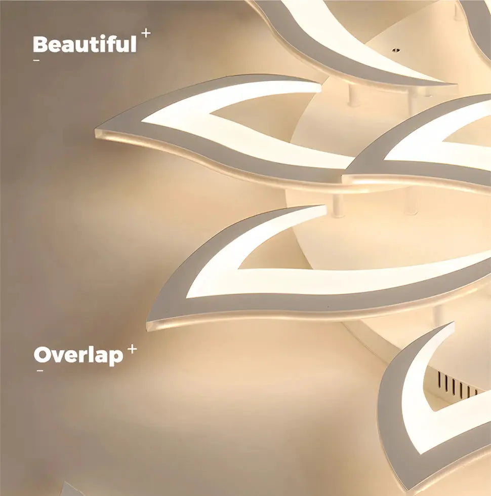 Nordic white flower ceiling pendant lamp with overlapping curved petals, LED chandelier by Simples Market