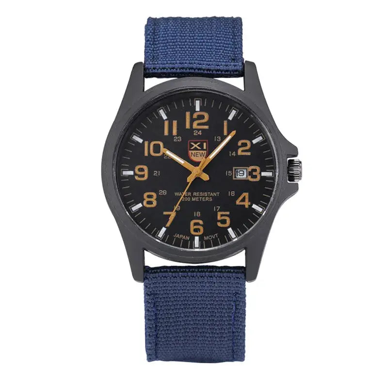 XINEW Mens Nylon Band Quartz Sports Watch With Date Display Casual Everyday Timepiece