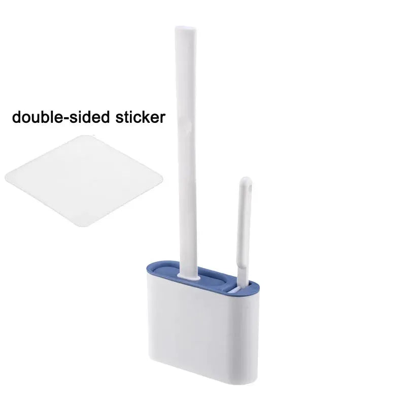 CleanNest Wall Hanging Toilet Brush With Holder Long Handle Silicone Brush Soft Bristles For Rim Cleaning