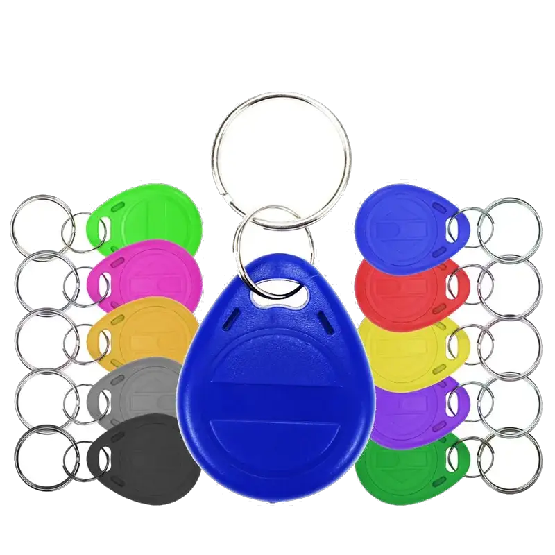 10-pack EM4305 125kHz RFID keyfobs with rings in assorted colors