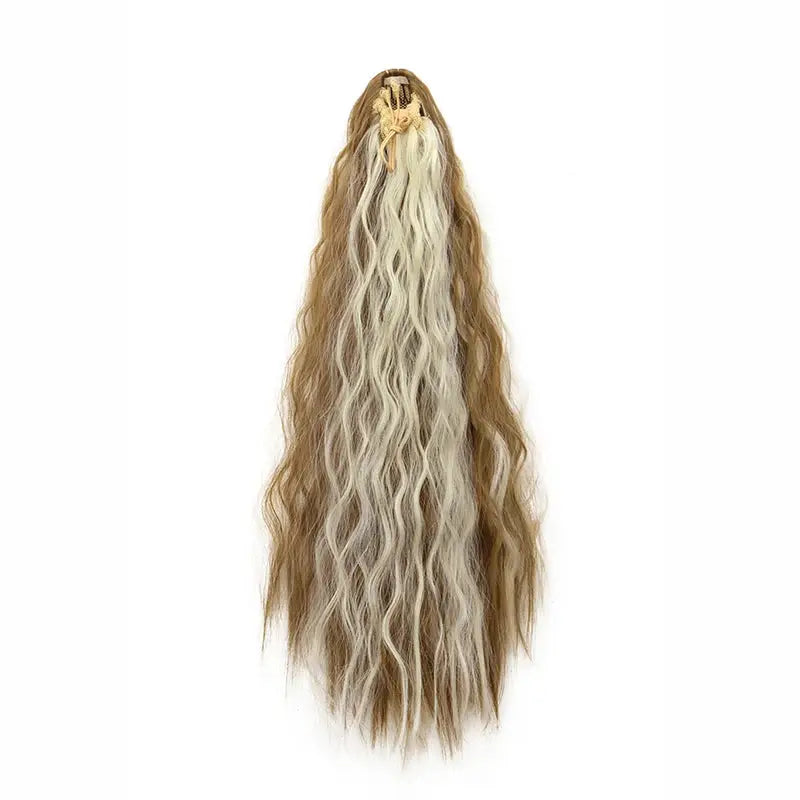 22 Inch Synthetic Kinky Curly Ponytail Hair Extension Drawstring Clip In Black For Women