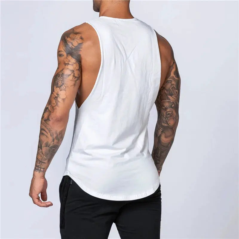 Men's Cotton Tank Top Breathable Sleeveless Gym Vest O Neck Casual Muscle Shirt For Summer Fitness