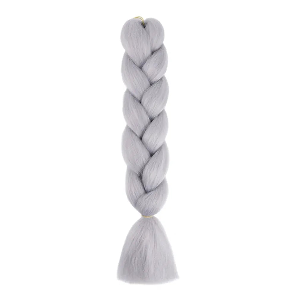 24-inch jumbo braiding hair extension in lavender grey, synthetic crochet braid