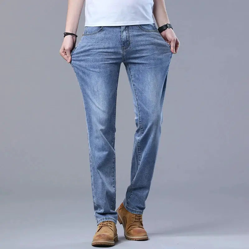 Simples Market Spring men's light blue slim jeans with stretch denim