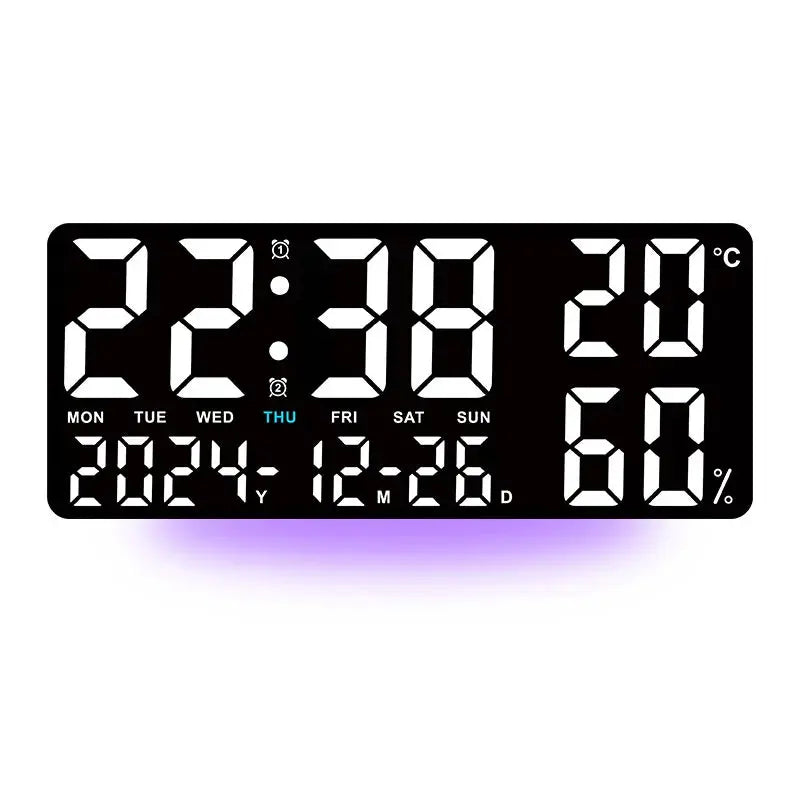 Simples Market large digital wall clock with 7-color mood light, 2 alarms, temp, humidity, date