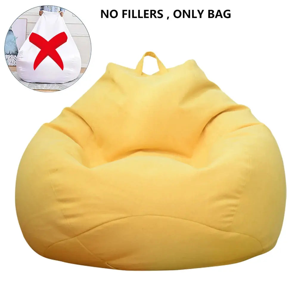 Simples Market yellow bean bag lounger chair with soft fabric; no fillers