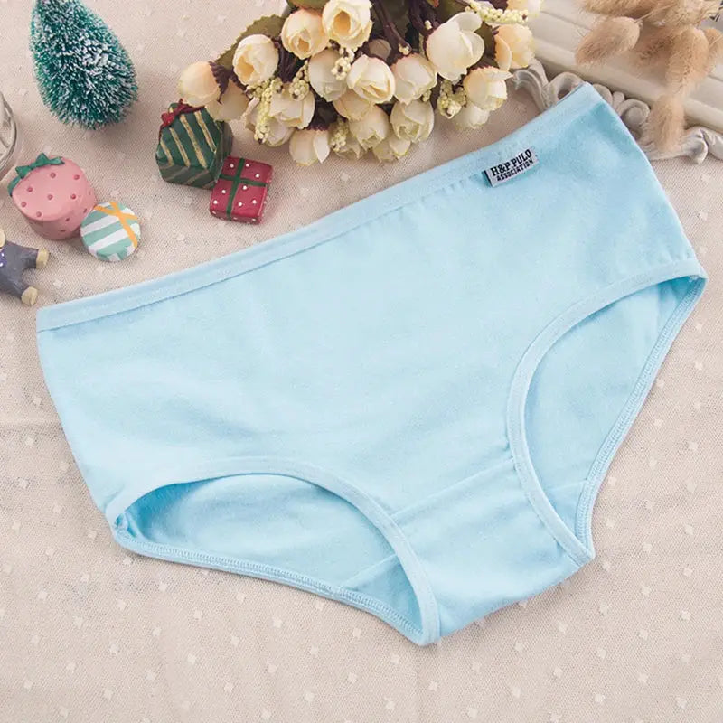 Women's light blue cotton panties, soft plus-size briefs by Simples Market