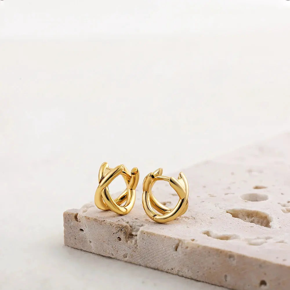 Crisscross Gold Silver Tiny Huggie Hoop Earrings For Women Mini Geometric Cartilage Piercing Punk Jewelry