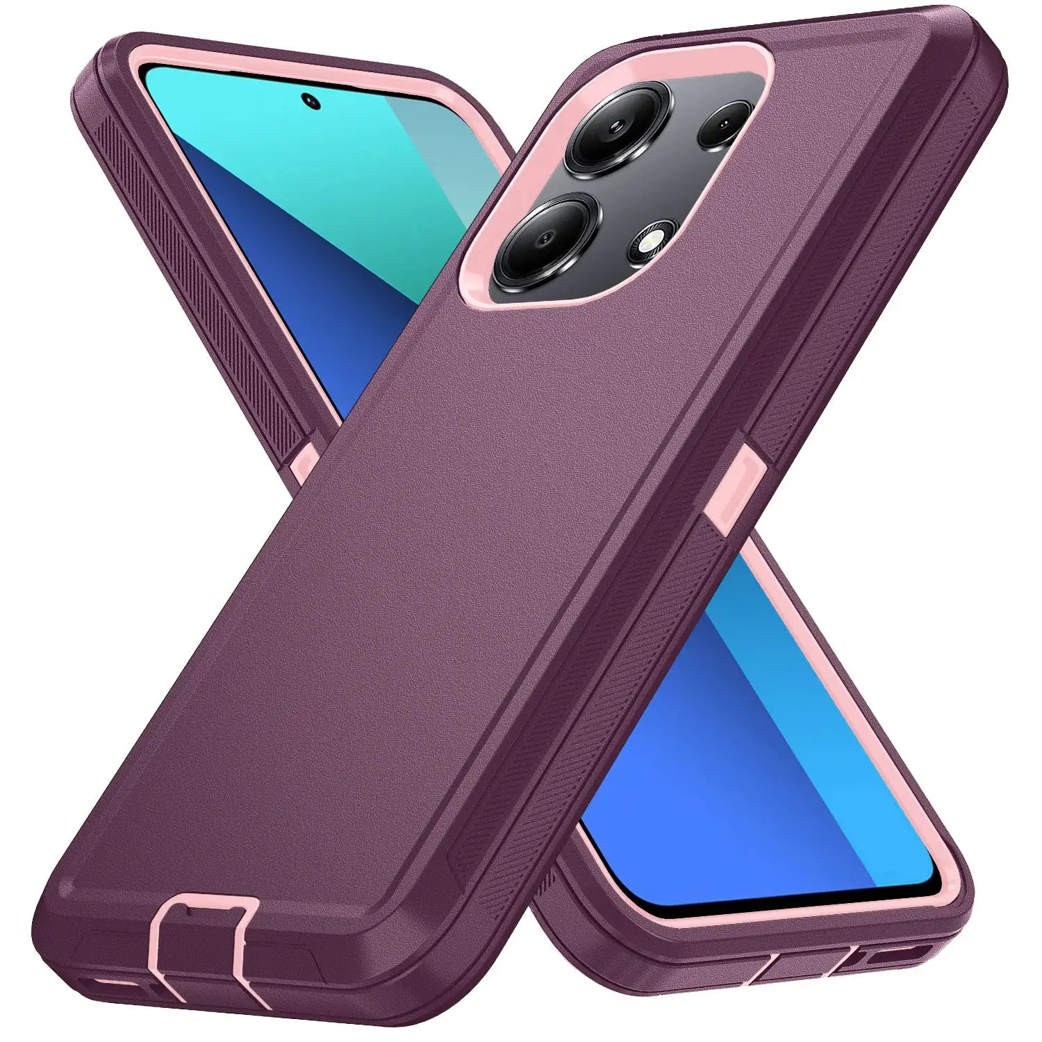 Armor shockproof dustproof iPhone case from Simples Market in purple with pink camera border; rugged protection