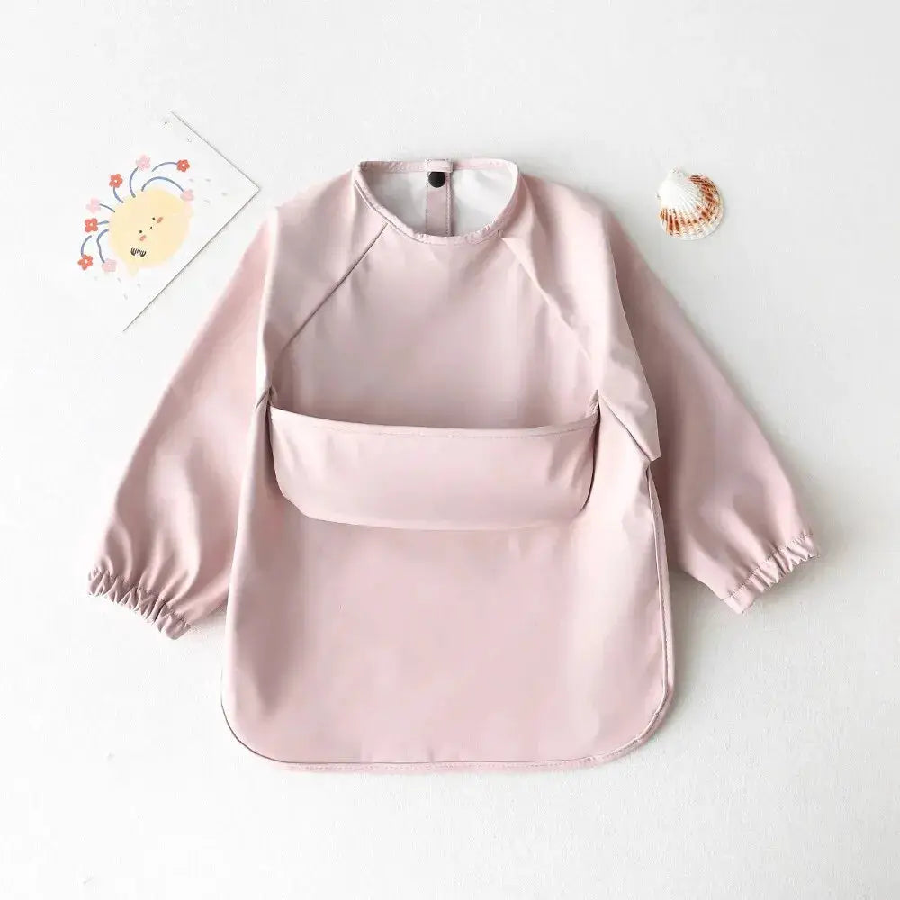 1 Piece Solid Color Baby Painting Smock Long Sleeve Waterproof Art Smock And Feeding Bib Apron For Kids Accessories