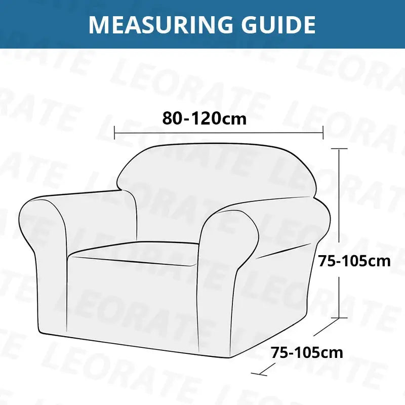 Jacquard polyester armchair sofa cover measuring guide; 1-seat sofa with 80–120 cm width and 75–105 cm height/depth