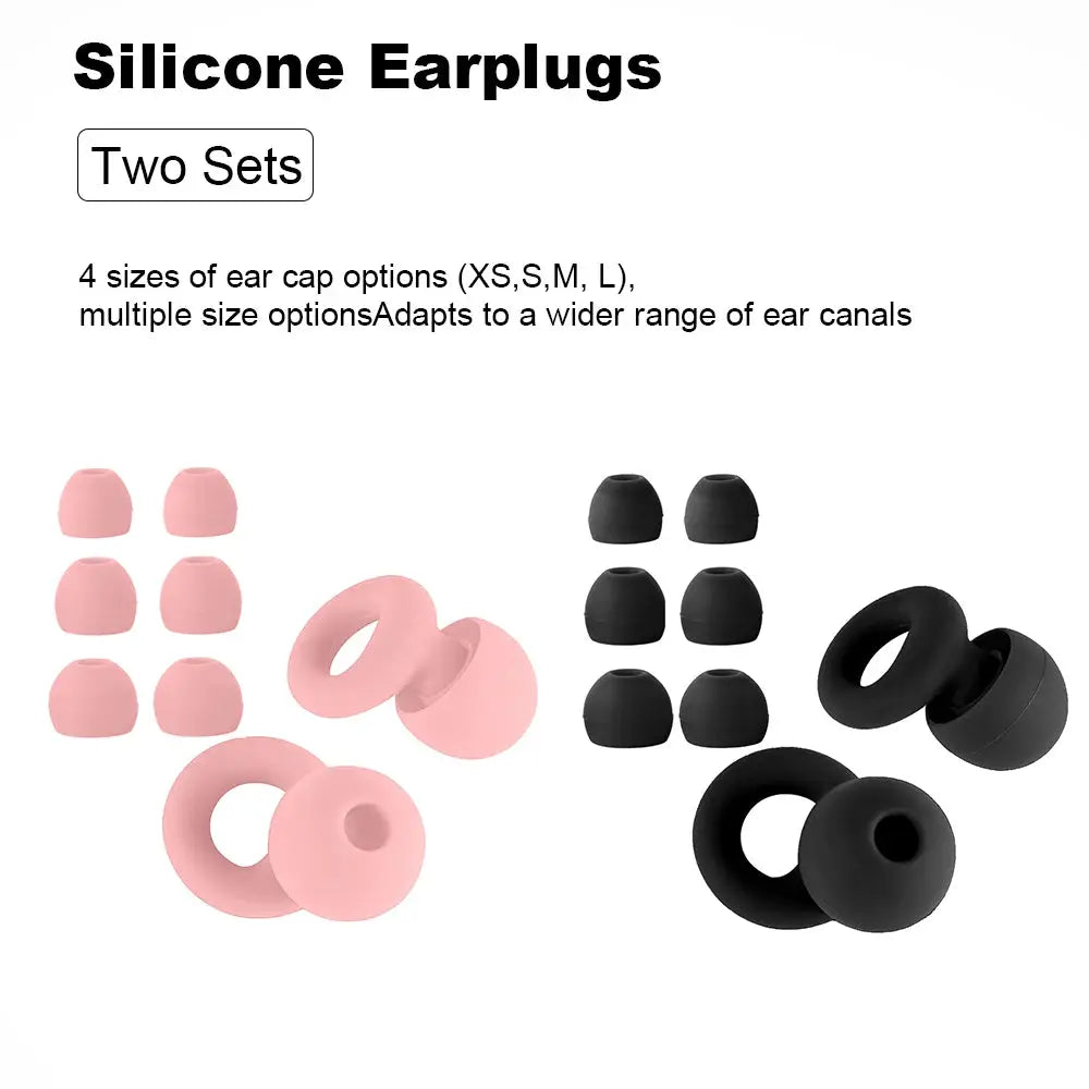 HUAK Quiet Ear Plugs Noise Reduction Reusable Hearing Protection 8 Soft Silicone Ear Tips XS S M L Sleep Swim Work